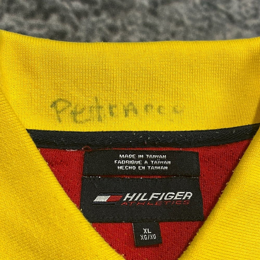 Tommy‎ Hilfiger Athletics Polo Shirt Mens XL Yellow Embroidered Vintage 90s Y2K - Picture 4 of 9